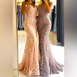 Pink Mermaid Style Long Dress